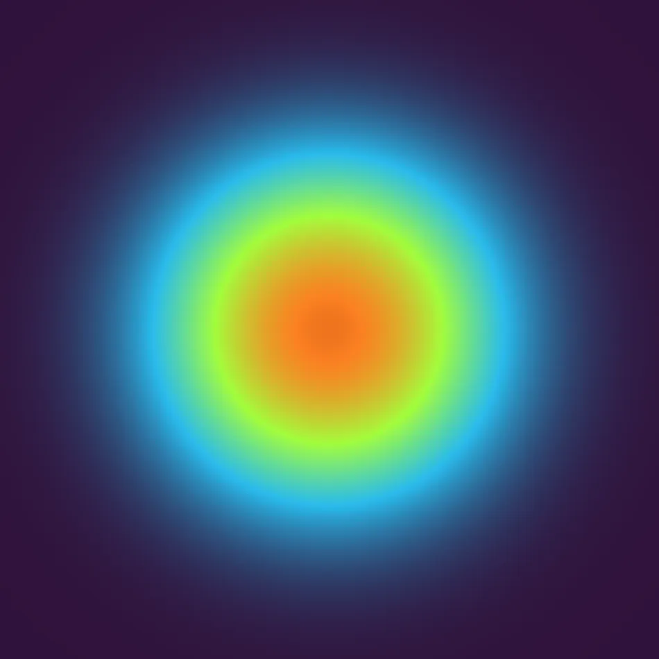 Heatmap of concentration of a substance diffusing with circular symmetry