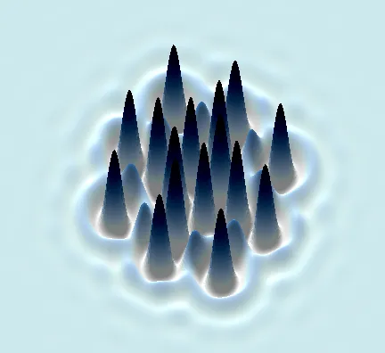 Dark, spiked peaks on a light background 